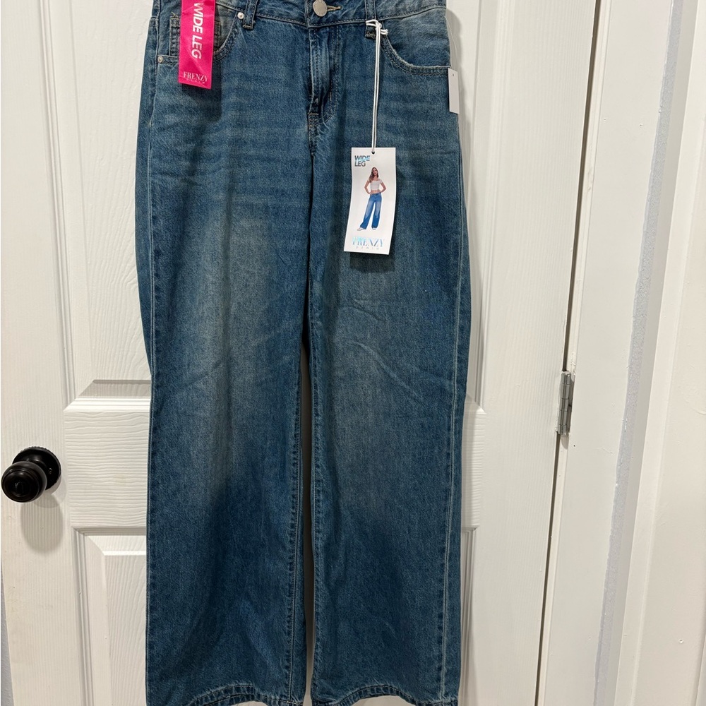 Women's Blue Wide Leg Jeans - Picture 2 of 5